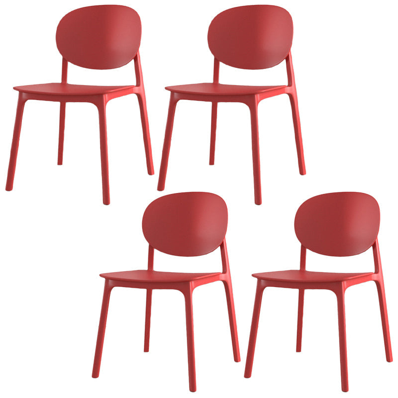 Scandinavian Plastic Armless Chair Open Back Dining Room Chair Watermelon Red 4 Piece Set Clearhalo 'Dining Chairs' 'Dining Tables & Seating' 'dining_chair' 'furn' 'furn_dining_chair' 'Furniture' 'furniture_dining_chair' 'Kitchen & Dining Furniture' 5033772