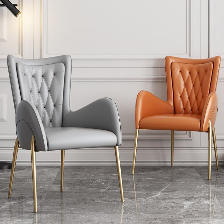 Glam Style Arm Chair Parsons Indoor Dining Chair with Metal Base Clearhalo 'Dining Chairs' 'Dining Tables & Seating' 'dining_chair' 'furn' 'furn_dining_chair' 'Furniture' 'furniture_dining_chair' 'Kitchen & Dining Furniture' 5033803