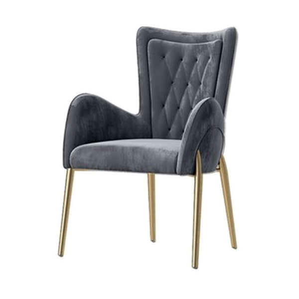 Glam Style Arm Chair Parsons Indoor Dining Chair with Metal Base Dark Gray 1 Piece Clearhalo 'Dining Chairs' 'Dining Tables & Seating' 'dining_chair' 'furn' 'furn_dining_chair' 'Furniture' 'furniture_dining_chair' 'Kitchen & Dining Furniture' 5033804