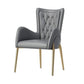 Glam Style Arm Chair Parsons Indoor Dining Chair with Metal Base Light Gray 1 Piece Clearhalo 'Dining Chairs' 'Dining Tables & Seating' 'dining_chair' 'furn' 'furn_dining_chair' 'Furniture' 'furniture_dining_chair' 'Kitchen & Dining Furniture' 5033806