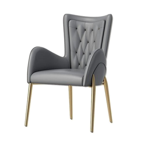 Glam Style Arm Chair Parsons Indoor Dining Chair with Metal Base Light Gray 1 Piece Clearhalo 'Dining Chairs' 'Dining Tables & Seating' 'dining_chair' 'furn' 'furn_dining_chair' 'Furniture' 'furniture_dining_chair' 'Kitchen & Dining Furniture' 5033806