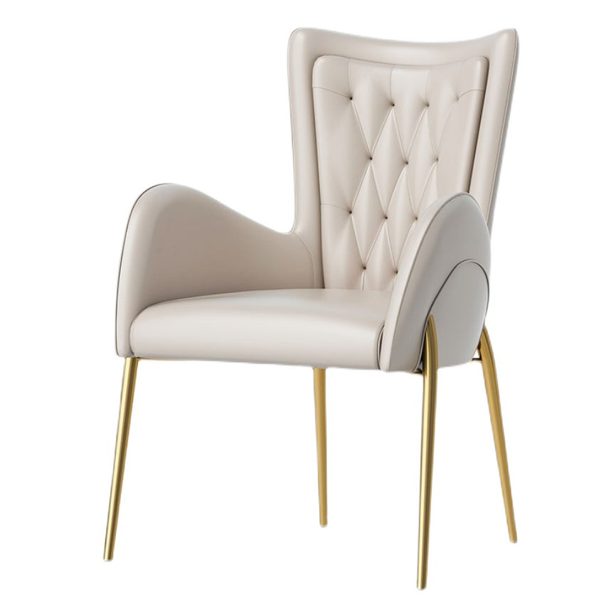 Glam Style Arm Chair Parsons Indoor Dining Chair with Metal Base White 1 Piece Clearhalo 'Dining Chairs' 'Dining Tables & Seating' 'dining_chair' 'furn' 'furn_dining_chair' 'Furniture' 'furniture_dining_chair' 'Kitchen & Dining Furniture' 5033808