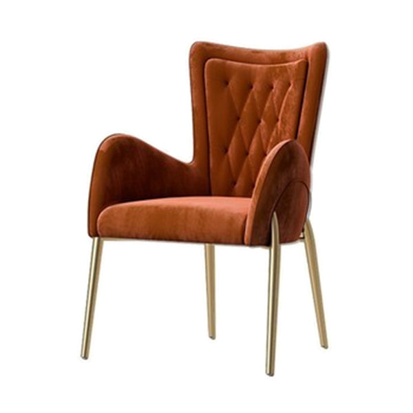 Glam Style Arm Chair Parsons Indoor Dining Chair with Metal Base Orange 1 Piece Clearhalo 'Dining Chairs' 'Dining Tables & Seating' 'dining_chair' 'furn' 'furn_dining_chair' 'Furniture' 'furniture_dining_chair' 'Kitchen & Dining Furniture' 5033810