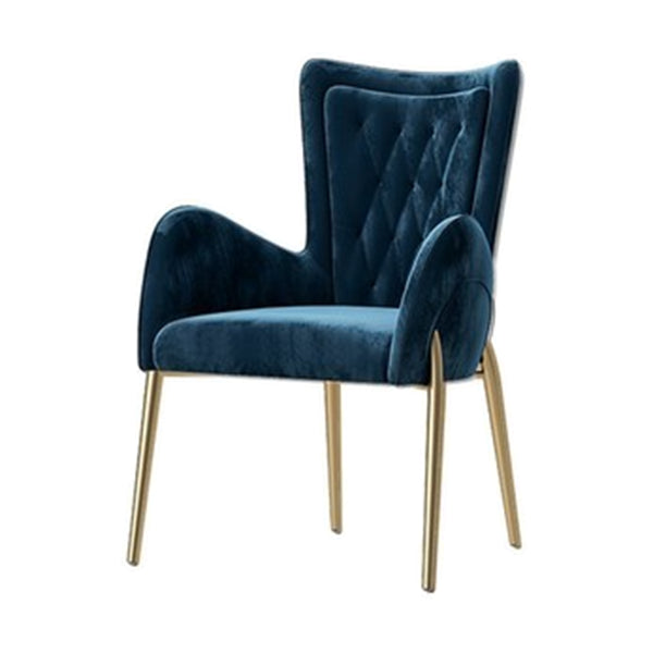 Glam Style Arm Chair Parsons Indoor Dining Chair with Metal Base Royal Blue 1 Piece Clearhalo 'Dining Chairs' 'Dining Tables & Seating' 'dining_chair' 'furn' 'furn_dining_chair' 'Furniture' 'furniture_dining_chair' 'Kitchen & Dining Furniture' 5033811