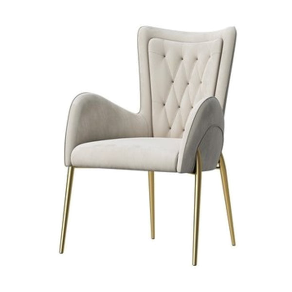 Glam Style Arm Chair Parsons Indoor Dining Chair with Metal Base Off-White 1 Piece Clearhalo 'Dining Chairs' 'Dining Tables & Seating' 'dining_chair' 'furn' 'furn_dining_chair' 'Furniture' 'furniture_dining_chair' 'Kitchen & Dining Furniture' 5033816