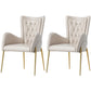 Glam Style Arm Chair Parsons Indoor Dining Chair with Metal Base White 2 Piece Set Clearhalo 'Dining Chairs' 'Dining Tables & Seating' 'dining_chair' 'furn' 'furn_dining_chair' 'Furniture' 'furniture_dining_chair' 'Kitchen & Dining Furniture' 5033822
