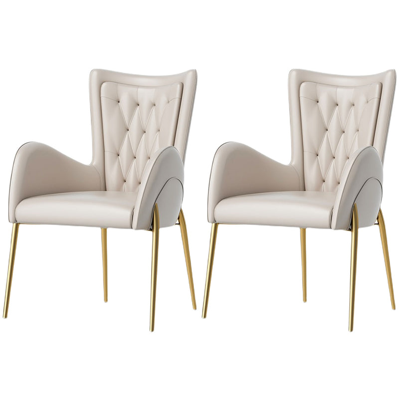 Glam Style Arm Chair Parsons Indoor Dining Chair with Metal Base White 2 Piece Set Clearhalo 'Dining Chairs' 'Dining Tables & Seating' 'dining_chair' 'furn' 'furn_dining_chair' 'Furniture' 'furniture_dining_chair' 'Kitchen & Dining Furniture' 5033822