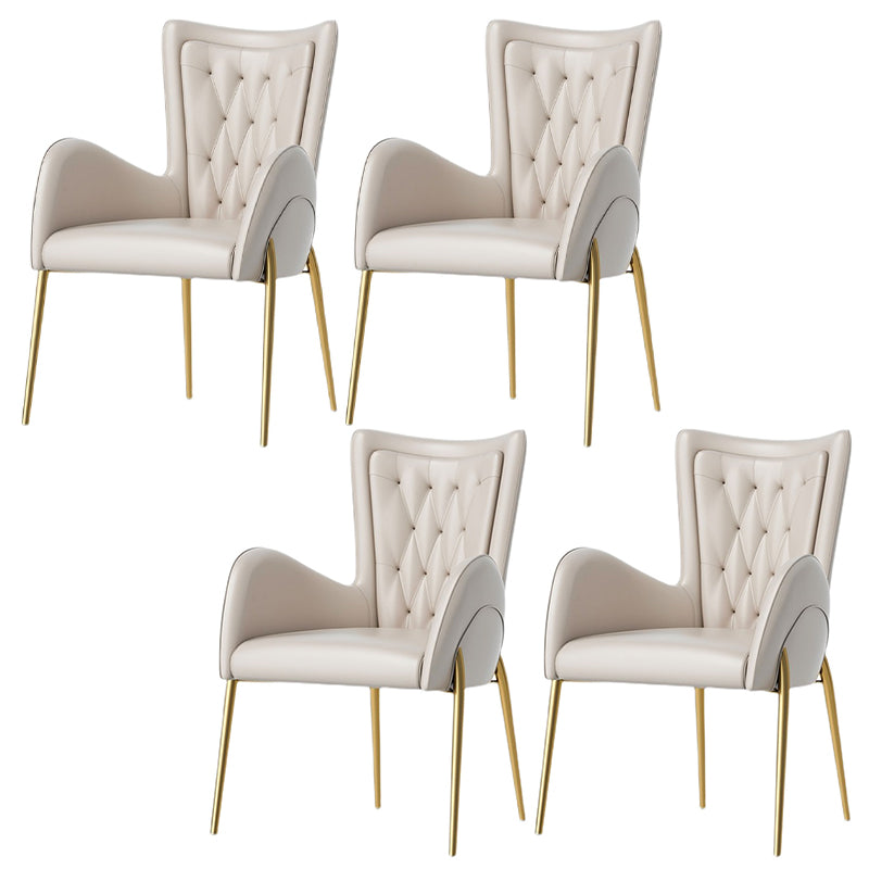 Glam Style Arm Chair Parsons Indoor Dining Chair with Metal Base White 4 Piece Set Clearhalo 'Dining Chairs' 'Dining Tables & Seating' 'dining_chair' 'furn' 'furn_dining_chair' 'Furniture' 'furniture_dining_chair' 'Kitchen & Dining Furniture' 5033823