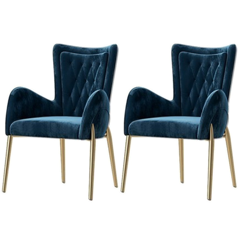 Glam Style Arm Chair Parsons Indoor Dining Chair with Metal Base Royal Blue 2 Piece Set Clearhalo 'Dining Chairs' 'Dining Tables & Seating' 'dining_chair' 'furn' 'furn_dining_chair' 'Furniture' 'furniture_dining_chair' 'Kitchen & Dining Furniture' 5033826