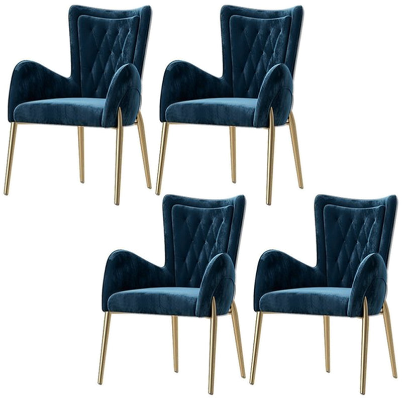 Glam Style Arm Chair Parsons Indoor Dining Chair with Metal Base Royal Blue 4 Piece Set Clearhalo 'Dining Chairs' 'Dining Tables & Seating' 'dining_chair' 'furn' 'furn_dining_chair' 'Furniture' 'furniture_dining_chair' 'Kitchen & Dining Furniture' 5033827