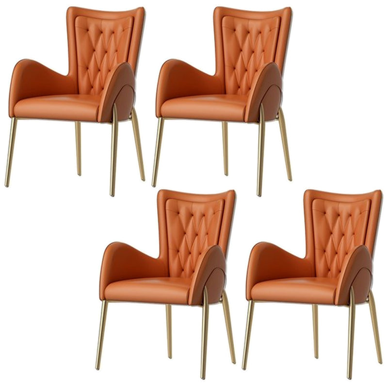 Glam Style Arm Chair Parsons Indoor Dining Chair with Metal Base Orange 4 Piece Set Clearhalo 'Dining Chairs' 'Dining Tables & Seating' 'dining_chair' 'furn' 'furn_dining_chair' 'Furniture' 'furniture_dining_chair' 'Kitchen & Dining Furniture' 5033829