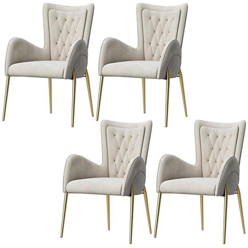 Glam Style Arm Chair Parsons Indoor Dining Chair with Metal Base Off-White 4 Piece Set Clearhalo 'Dining Chairs' 'Dining Tables & Seating' 'dining_chair' 'furn' 'furn_dining_chair' 'Furniture' 'furniture_dining_chair' 'Kitchen & Dining Furniture' 5033831