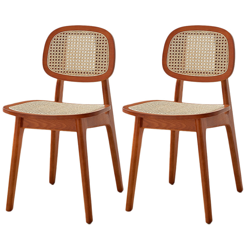 Armless Dining Chairs Modern Wooden Side Chairs for Dining Room Red Brown 2 Piece Set Clearhalo 'Dining Chairs' 'Dining Tables & Seating' 'dining_chair' 'furn' 'furn_dining_chair' 'Furniture' 'furniture_dining_chair' 'Kitchen & Dining Furniture' 5033853