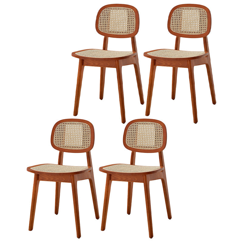 Armless Dining Chairs Modern Wooden Side Chairs for Dining Room Red Brown 4 Piece Set Clearhalo 'Dining Chairs' 'Dining Tables & Seating' 'dining_chair' 'furn' 'furn_dining_chair' 'Furniture' 'furniture_dining_chair' 'Kitchen & Dining Furniture' 5033855