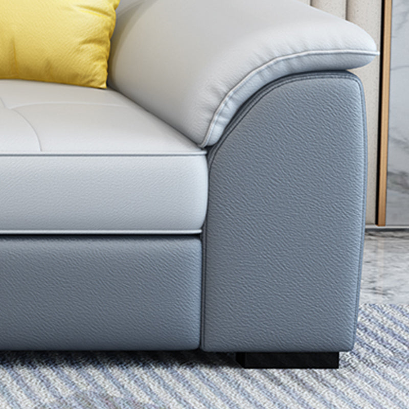 Modern 70"D Faux Leather/Linen Sectionals with Reversible Chaise and Storage Clearhalo 'Furniture' 'furniture_sectionals' 'Living Room Furniture' 'Sectionals' 5033873