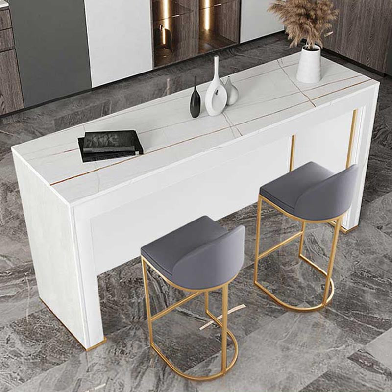 Indoor Double Pedestal Cocktail Bar Table Modern Pub Height Dining Table White Without Chairs Clearhalo 'Bar Furniture' 'Bar Tables' 'bar_tables' 'furn' 'furn_bar_tables' 'Furniture' 'furniture_bar_tables' 'Kitchen & Dining Furniture' 5033906