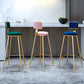Glam Armless Backrest Counter Stool Iron Cashier Bar Stool with Flannel Cushion and Pedal Clearhalo 'Bar Furniture' 'Bar Stools' 'bar_stools' 'furn' 'furn_bar_stools' 'Furniture' 'furniture_bar_stools' 'Kitchen & Dining Furniture' 5033981