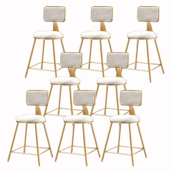 Glam Armless Backrest Counter Stool Iron Cashier Bar Stool with Flannel Cushion and Pedal White 8 Piece Set Short Stool(18"H) Clearhalo 'Bar Furniture' 'Bar Stools' 'bar_stools' 'furn' 'furn_bar_stools' 'Furniture' 'furniture_bar_stools' 'Kitchen & Dining Furniture' 5033984
