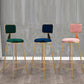 Glam Armless Backrest Counter Stool Iron Cashier Bar Stool with Flannel Cushion and Pedal Clearhalo 'Bar Furniture' 'Bar Stools' 'bar_stools' 'furn' 'furn_bar_stools' 'Furniture' 'furniture_bar_stools' 'Kitchen & Dining Furniture' 5033985