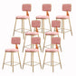 Glam Armless Backrest Counter Stool Iron Cashier Bar Stool with Flannel Cushion and Pedal Pink 8 Piece Set Short Stool(18"H) Clearhalo 'Bar Furniture' 'Bar Stools' 'bar_stools' 'furn' 'furn_bar_stools' 'Furniture' 'furniture_bar_stools' 'Kitchen & Dining Furniture' 5033988