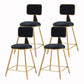 Glam Armless Backrest Counter Stool Iron Cashier Bar Stool with Flannel Cushion and Pedal Black 4 Piece Set Short Stool(18"H) Clearhalo 'Bar Furniture' 'Bar Stools' 'bar_stools' 'furn' 'furn_bar_stools' 'Furniture' 'furniture_bar_stools' 'Kitchen & Dining Furniture' 5033990