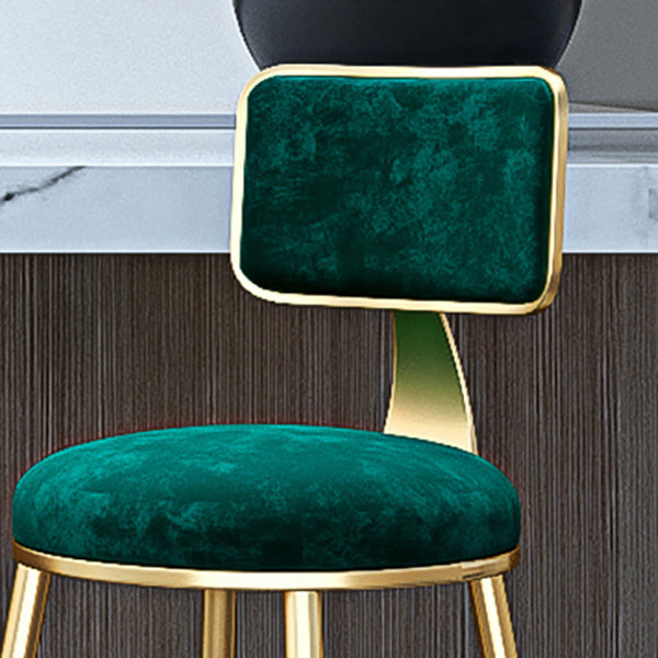 Glam Armless Backrest Counter Stool Iron Cashier Bar Stool with Flannel Cushion and Pedal Clearhalo 'Bar Furniture' 'Bar Stools' 'bar_stools' 'furn' 'furn_bar_stools' 'Furniture' 'furniture_bar_stools' 'Kitchen & Dining Furniture' 5033992