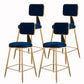 Glam Armless Backrest Counter Stool Iron Cashier Bar Stool with Flannel Cushion and Pedal Blue 4 Piece Set Short Stool(18"H) Clearhalo 'Bar Furniture' 'Bar Stools' 'bar_stools' 'furn' 'furn_bar_stools' 'Furniture' 'furniture_bar_stools' 'Kitchen & Dining Furniture' 5033998