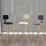 Glam Armless Backrest Counter Stool Iron Cashier Bar Stool with Flannel Cushion and Pedal Clearhalo 'Bar Furniture' 'Bar Stools' 'bar_stools' 'furn' 'furn_bar_stools' 'Furniture' 'furniture_bar_stools' 'Kitchen & Dining Furniture' 5034003