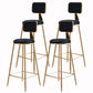 Glam Armless Backrest Counter Stool Iron Cashier Bar Stool with Flannel Cushion and Pedal Black 4 Piece Set Clearhalo 'Bar Furniture' 'Bar Stools' 'bar_stools' 'furn' 'furn_bar_stools' 'Furniture' 'furniture_bar_stools' 'Kitchen & Dining Furniture' 5034008
