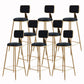 Glam Armless Backrest Counter Stool Iron Cashier Bar Stool with Flannel Cushion and Pedal Black 8 Piece Set Clearhalo 'Bar Furniture' 'Bar Stools' 'bar_stools' 'furn' 'furn_bar_stools' 'Furniture' 'furniture_bar_stools' 'Kitchen & Dining Furniture' 5034009