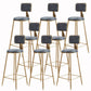 Glam Armless Backrest Counter Stool Iron Cashier Bar Stool with Flannel Cushion and Pedal Gray 8 Piece Set Counter Stool(26"H) Clearhalo 'Bar Furniture' 'Bar Stools' 'bar_stools' 'furn' 'furn_bar_stools' 'Furniture' 'furniture_bar_stools' 'Kitchen & Dining Furniture' 5034011