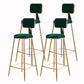 Glam Armless Backrest Counter Stool Iron Cashier Bar Stool with Flannel Cushion and Pedal Green 4 Piece Set Clearhalo 'Bar Furniture' 'Bar Stools' 'bar_stools' 'furn' 'furn_bar_stools' 'Furniture' 'furniture_bar_stools' 'Kitchen & Dining Furniture' 5034014