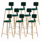 Glam Armless Backrest Counter Stool Iron Cashier Bar Stool with Flannel Cushion and Pedal Green 8 Piece Set Clearhalo 'Bar Furniture' 'Bar Stools' 'bar_stools' 'furn' 'furn_bar_stools' 'Furniture' 'furniture_bar_stools' 'Kitchen & Dining Furniture' 5034015