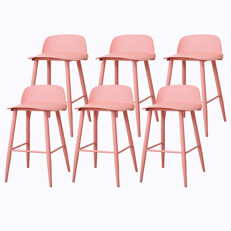 Coffee Shop Footrest Scandinavian Stool Matte Finish Plastic Barstool Pink 6 Piece Set Counter Stool (23.5"H) Clearhalo 'Bar Furniture' 'Bar Stools' 'bar_stools' 'furn' 'furn_bar_stools' 'Furniture' 'furniture_bar_stools' 'Kitchen & Dining Furniture' 5034023