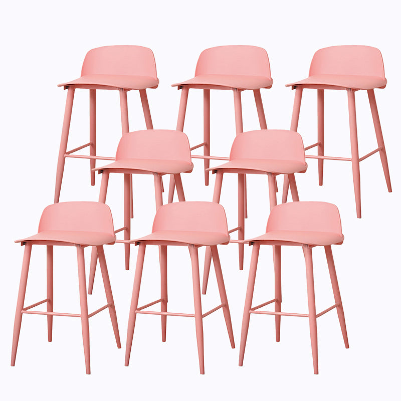 Coffee Shop Footrest Scandinavian Stool Matte Finish Plastic Barstool Pink 8 Piece Set Counter Stool (23.5"H) Clearhalo 'Bar Furniture' 'Bar Stools' 'bar_stools' 'furn' 'furn_bar_stools' 'Furniture' 'furniture_bar_stools' 'Kitchen & Dining Furniture' 5034025