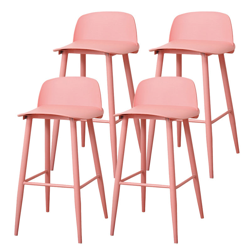 Coffee Shop Footrest Scandinavian Stool Matte Finish Plastic Barstool Pink 4 Piece Set Bar Stool(30"H) Clearhalo 'Bar Furniture' 'Bar Stools' 'bar_stools' 'furn' 'furn_bar_stools' 'Furniture' 'furniture_bar_stools' 'Kitchen & Dining Furniture' 5034029