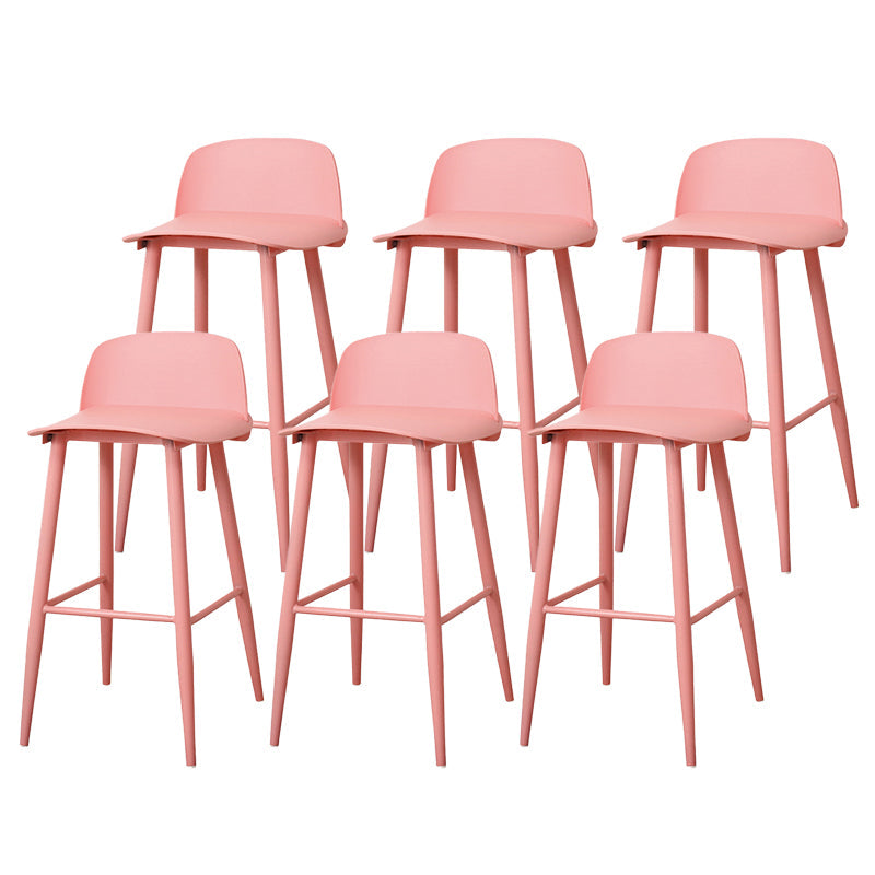Coffee Shop Footrest Scandinavian Stool Matte Finish Plastic Barstool Pink 6 Piece Set Bar Stool(30"H) Clearhalo 'Bar Furniture' 'Bar Stools' 'bar_stools' 'furn' 'furn_bar_stools' 'Furniture' 'furniture_bar_stools' 'Kitchen & Dining Furniture' 5034032