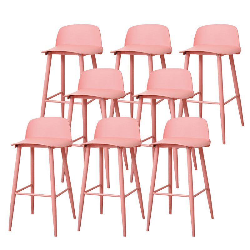 Coffee Shop Footrest Scandinavian Stool Matte Finish Plastic Barstool Pink 8 Piece Set Bar Stool(30"H) Clearhalo 'Bar Furniture' 'Bar Stools' 'bar_stools' 'furn' 'furn_bar_stools' 'Furniture' 'furniture_bar_stools' 'Kitchen & Dining Furniture' 5034033