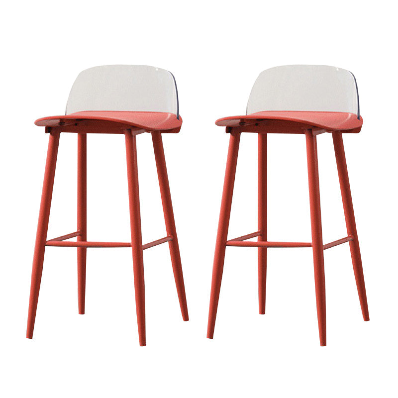 Coffee Shop Footrest Scandinavian Stool Matte Finish Plastic Barstool Red Clear 2 Piece Set Bar Stool(30"H) Clearhalo 'Bar Furniture' 'Bar Stools' 'bar_stools' 'furn' 'furn_bar_stools' 'Furniture' 'furniture_bar_stools' 'Kitchen & Dining Furniture' 5034036