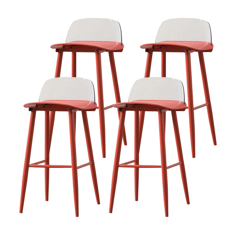 Coffee Shop Footrest Scandinavian Stool Matte Finish Plastic Barstool Red Clear 4 Piece Set Bar Stool(30"H) Clearhalo 'Bar Furniture' 'Bar Stools' 'bar_stools' 'furn' 'furn_bar_stools' 'Furniture' 'furniture_bar_stools' 'Kitchen & Dining Furniture' 5034037
