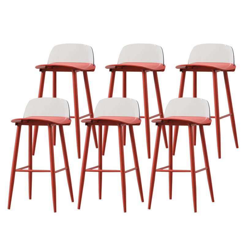 Coffee Shop Footrest Scandinavian Stool Matte Finish Plastic Barstool Red Clear 6 Piece Set Bar Stool(30"H) Clearhalo 'Bar Furniture' 'Bar Stools' 'bar_stools' 'furn' 'furn_bar_stools' 'Furniture' 'furniture_bar_stools' 'Kitchen & Dining Furniture' 5034040