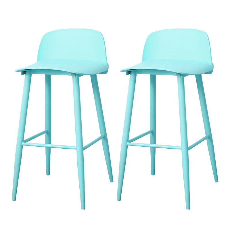 Coffee Shop Footrest Scandinavian Stool Matte Finish Plastic Barstool Sky Blue 2 Piece Set Bar Stool(30"H) Clearhalo 'Bar Furniture' 'Bar Stools' 'bar_stools' 'furn' 'furn_bar_stools' 'Furniture' 'furniture_bar_stools' 'Kitchen & Dining Furniture' 5034044