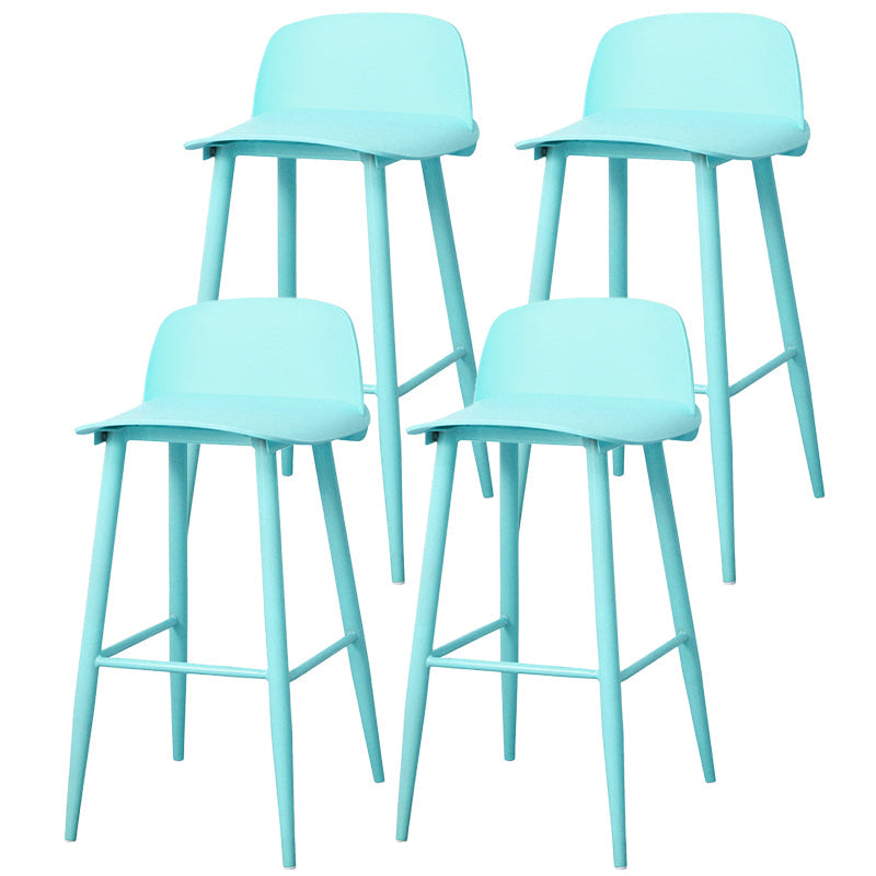Coffee Shop Footrest Scandinavian Stool Matte Finish Plastic Barstool Sky Blue 4 Piece Set Bar Stool(30"H) Clearhalo 'Bar Furniture' 'Bar Stools' 'bar_stools' 'furn' 'furn_bar_stools' 'Furniture' 'furniture_bar_stools' 'Kitchen & Dining Furniture' 5034046