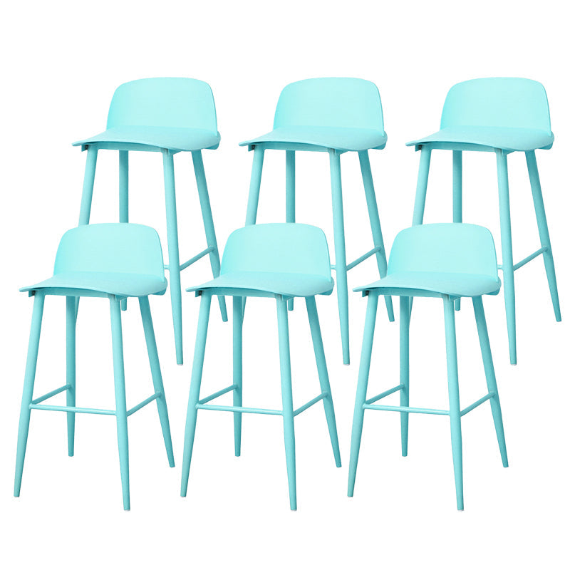 Coffee Shop Footrest Scandinavian Stool Matte Finish Plastic Barstool Sky Blue 6 Piece Set Bar Stool(30"H) Clearhalo 'Bar Furniture' 'Bar Stools' 'bar_stools' 'furn' 'furn_bar_stools' 'Furniture' 'furniture_bar_stools' 'Kitchen & Dining Furniture' 5034047