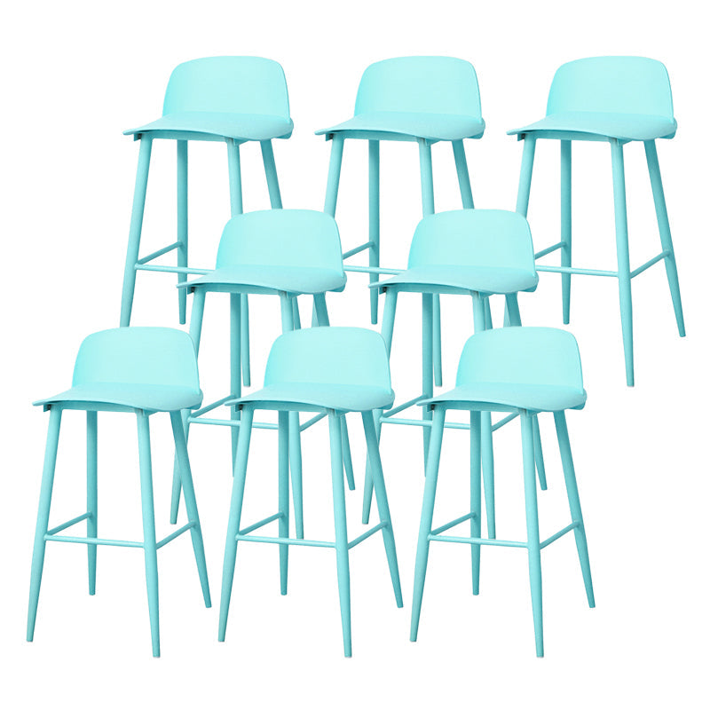 Coffee Shop Footrest Scandinavian Stool Matte Finish Plastic Barstool Sky Blue 8 Piece Set Bar Stool(30"H) Clearhalo 'Bar Furniture' 'Bar Stools' 'bar_stools' 'furn' 'furn_bar_stools' 'Furniture' 'furniture_bar_stools' 'Kitchen & Dining Furniture' 5034049