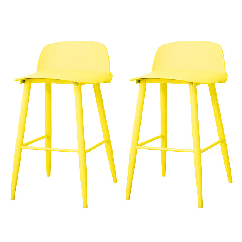 Coffee Shop Footrest Scandinavian Stool Matte Finish Plastic Barstool Yellow 2 Piece Set Counter Stool (23.5"H) Clearhalo 'Bar Furniture' 'Bar Stools' 'bar_stools' 'furn' 'furn_bar_stools' 'Furniture' 'furniture_bar_stools' 'Kitchen & Dining Furniture' 5034058