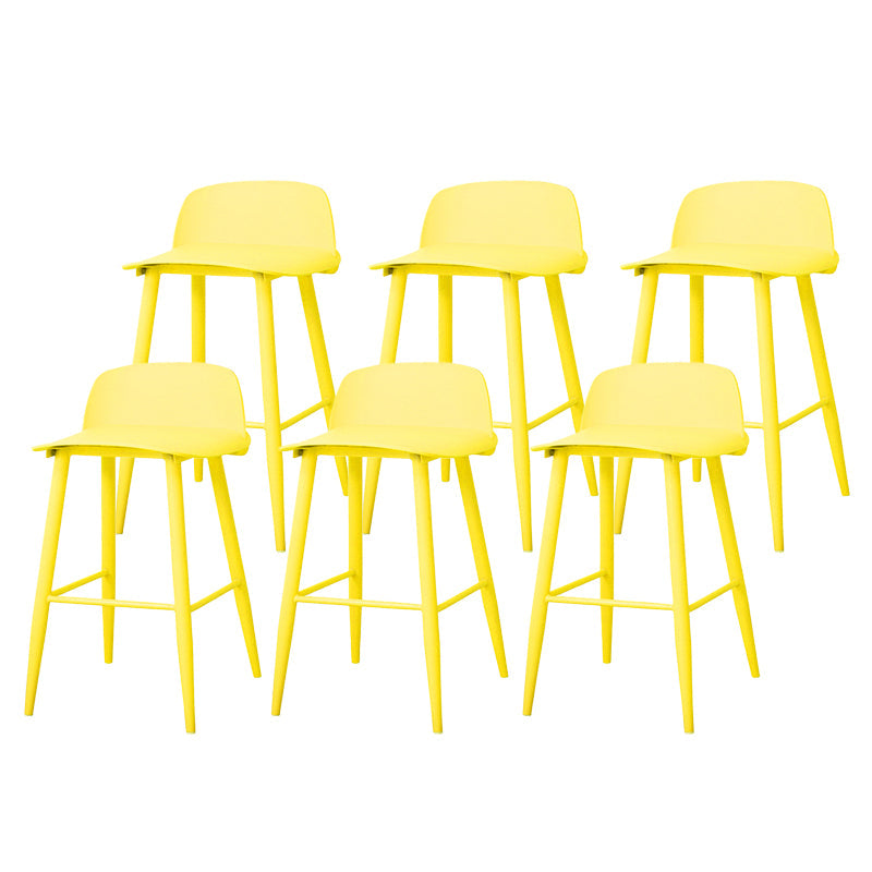 Coffee Shop Footrest Scandinavian Stool Matte Finish Plastic Barstool Yellow 6 Piece Set Counter Stool (23.5"H) Clearhalo 'Bar Furniture' 'Bar Stools' 'bar_stools' 'furn' 'furn_bar_stools' 'Furniture' 'furniture_bar_stools' 'Kitchen & Dining Furniture' 5034060