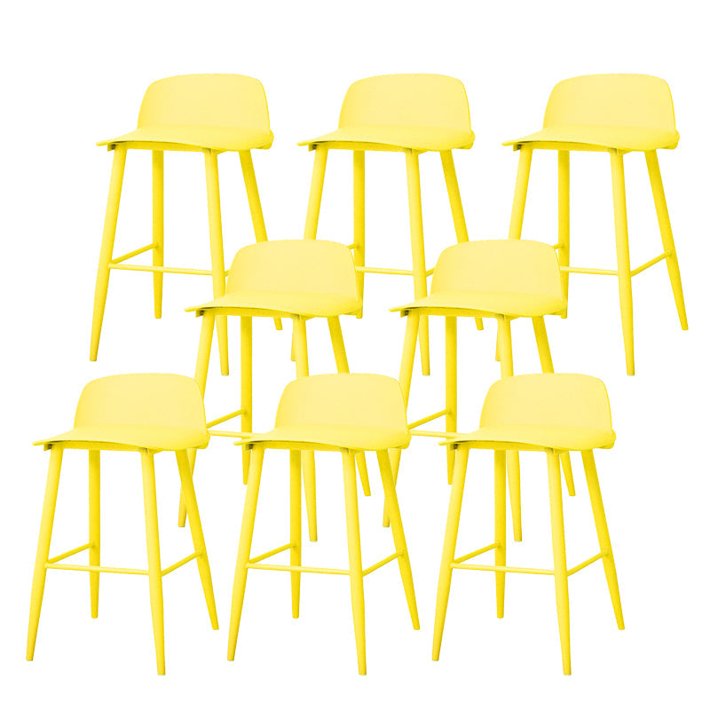 Coffee Shop Footrest Scandinavian Stool Matte Finish Plastic Barstool Yellow 8 Piece Set Counter Stool (23.5"H) Clearhalo 'Bar Furniture' 'Bar Stools' 'bar_stools' 'furn' 'furn_bar_stools' 'Furniture' 'furniture_bar_stools' 'Kitchen & Dining Furniture' 5034061