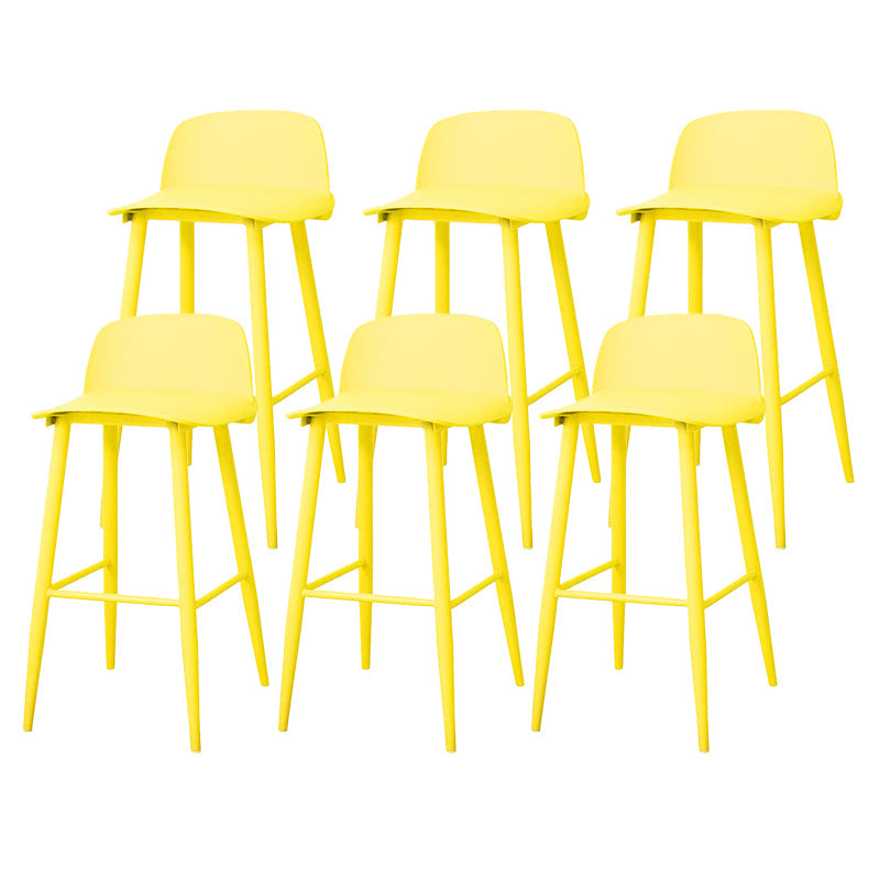 Coffee Shop Footrest Scandinavian Stool Matte Finish Plastic Barstool Yellow 6 Piece Set Bar Stool(30"H) Clearhalo 'Bar Furniture' 'Bar Stools' 'bar_stools' 'furn' 'furn_bar_stools' 'Furniture' 'furniture_bar_stools' 'Kitchen & Dining Furniture' 5034064