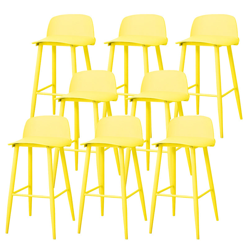 Coffee Shop Footrest Scandinavian Stool Matte Finish Plastic Barstool Yellow 8 Piece Set Bar Stool(30"H) Clearhalo 'Bar Furniture' 'Bar Stools' 'bar_stools' 'furn' 'furn_bar_stools' 'Furniture' 'furniture_bar_stools' 'Kitchen & Dining Furniture' 5034065